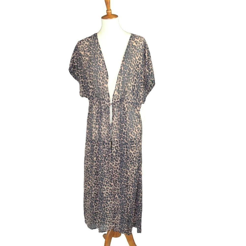 Time and True Leopard Animal Print Kimono Women Size L-XL NWT Beach Cover Up